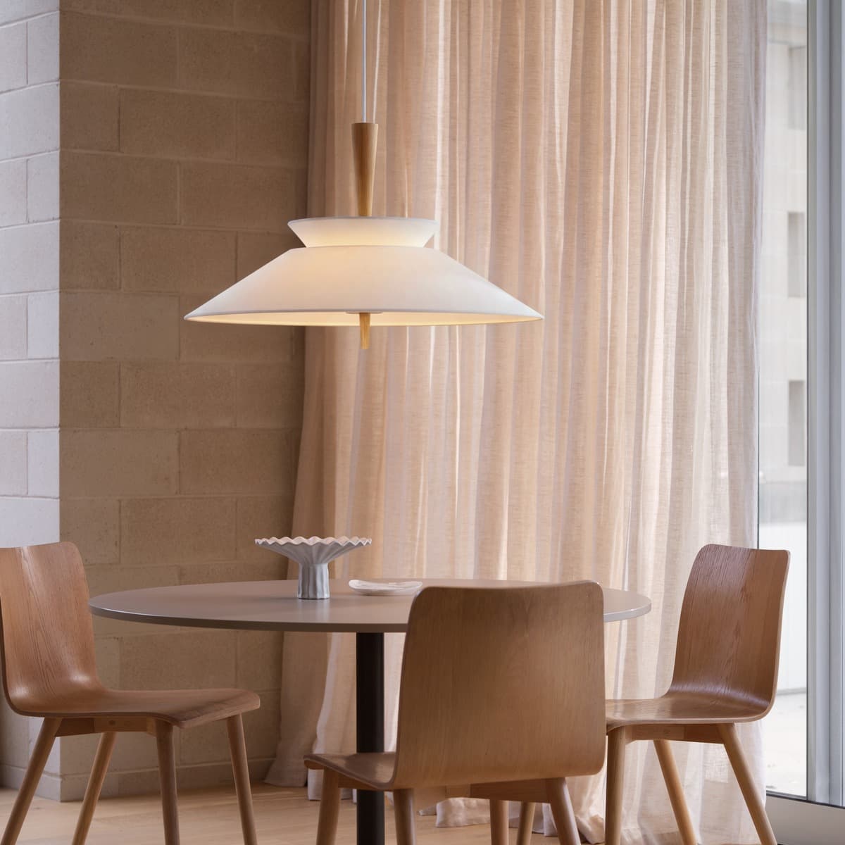 Wirth 7 Light 800mm Pendant in Oak with White Linen-img-3