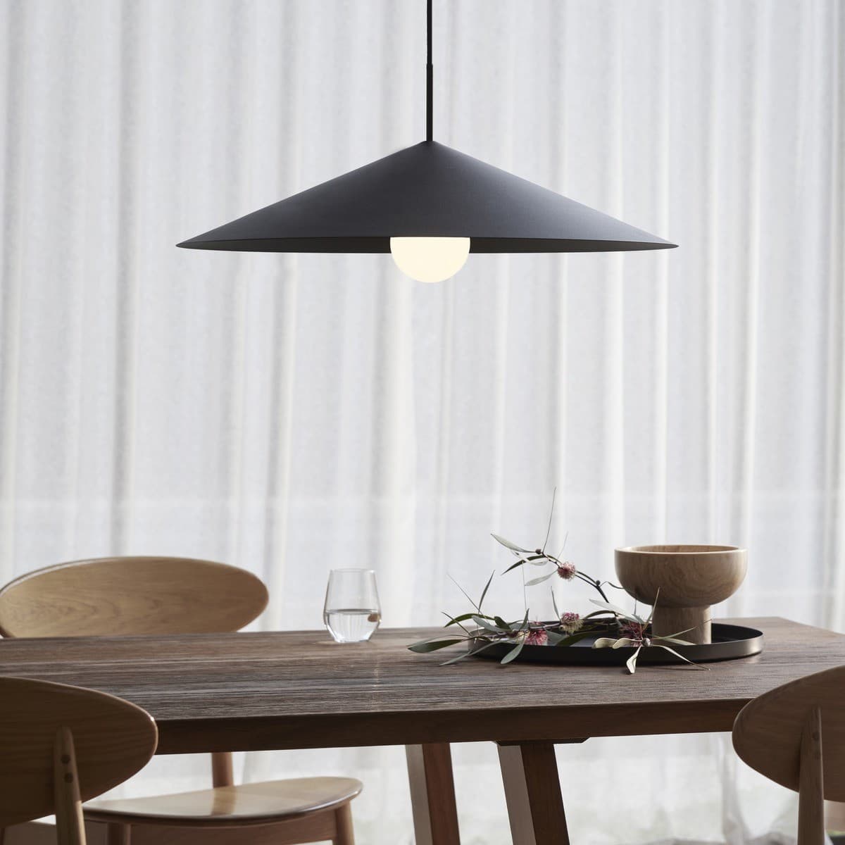 Everest 1 Light Conical Pendant in Textured Black