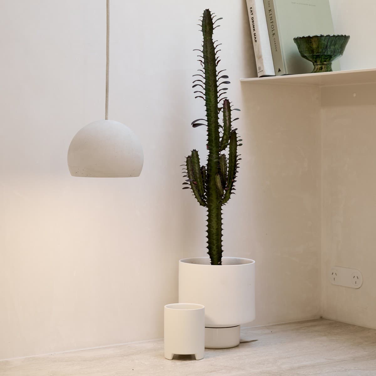 Ravine 1 Light Small Round Pendant in Stone Concrete
