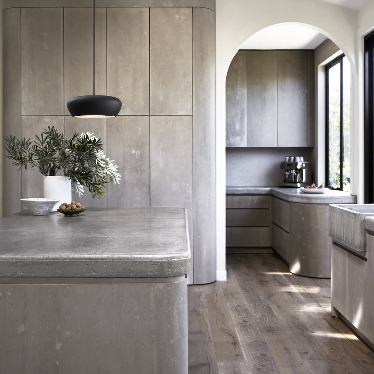 Fjord 1 Light Squat Pendant in Black Concrete-img-2