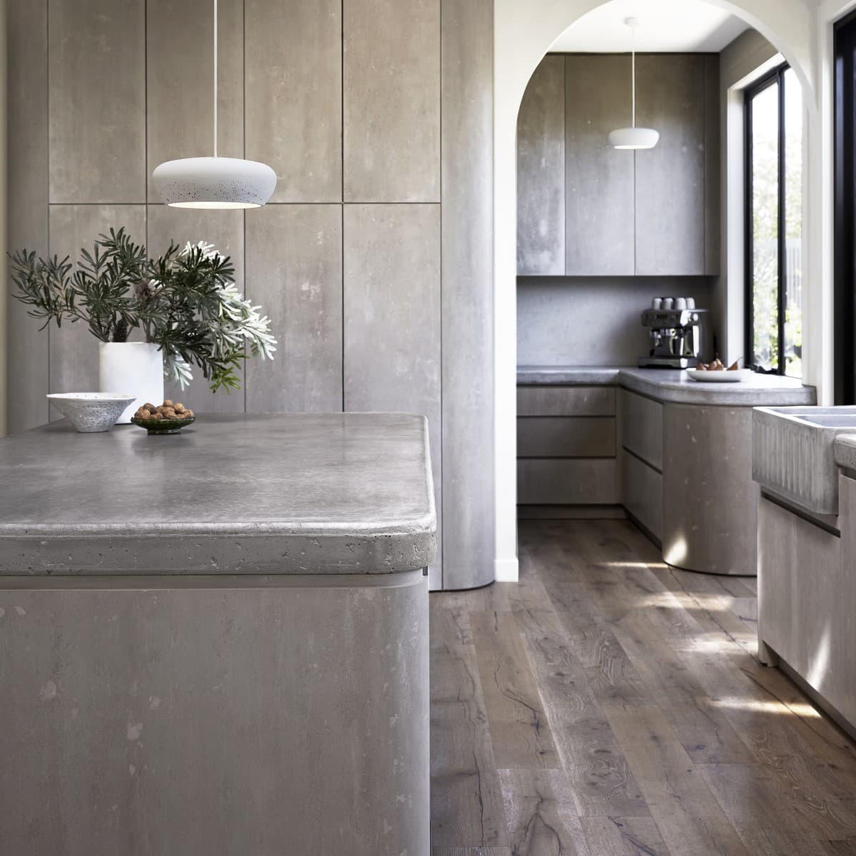 Fjord 1 Light Squat Pendant in Stone Concrete-img-2