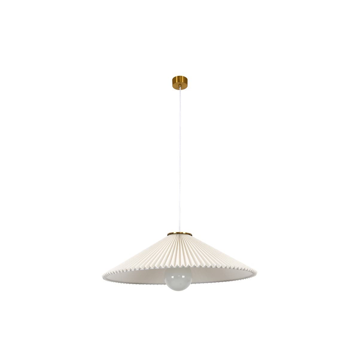 Amore 1 Light Large Pendant in Brass with Pleated White Linen