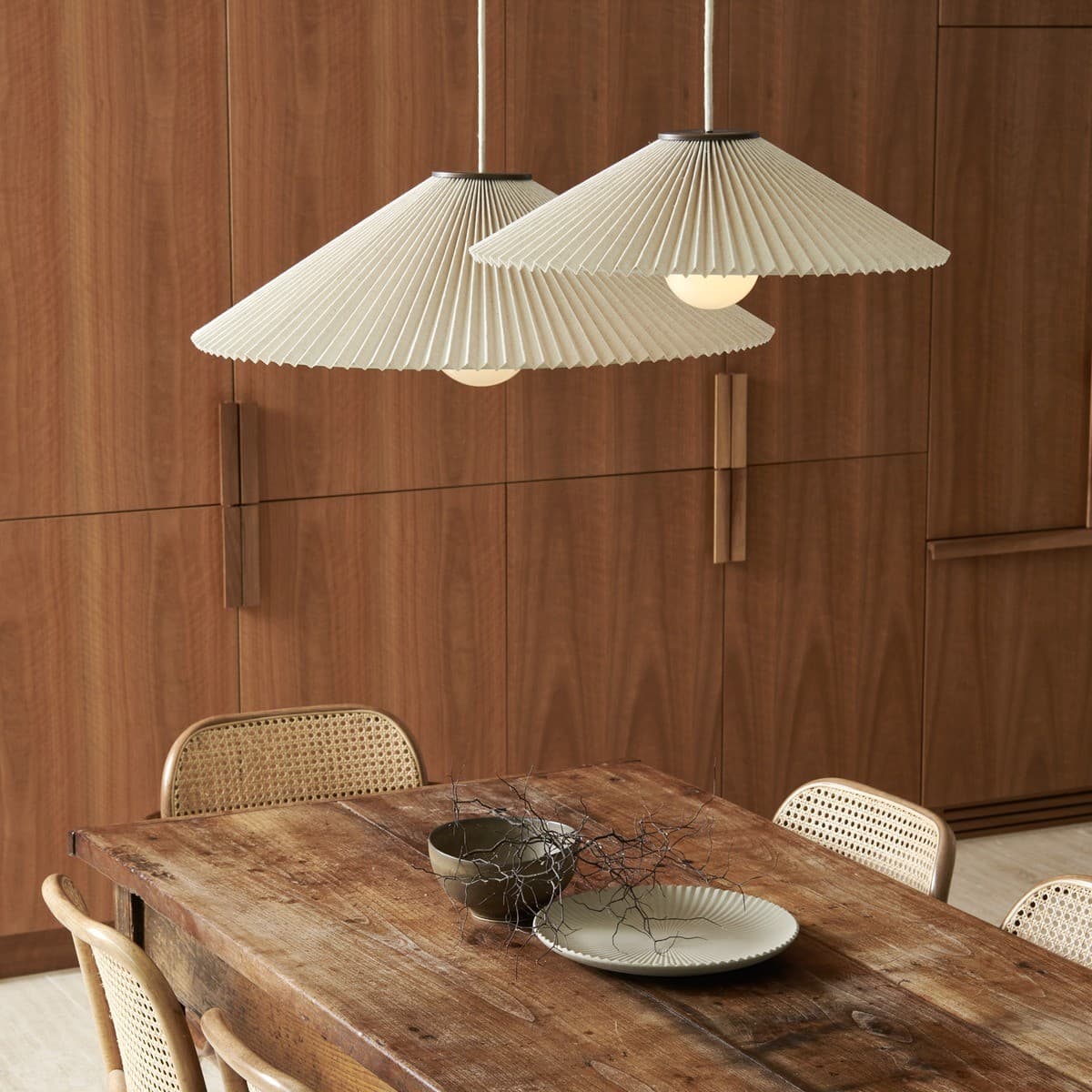 Amore 1 Light Medium Pendant in Bronze with Pleated Natural Linen-img-3
