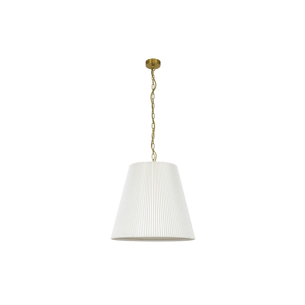 Amici 3 Light Pendant in Aged Brass with Pleated White Linen