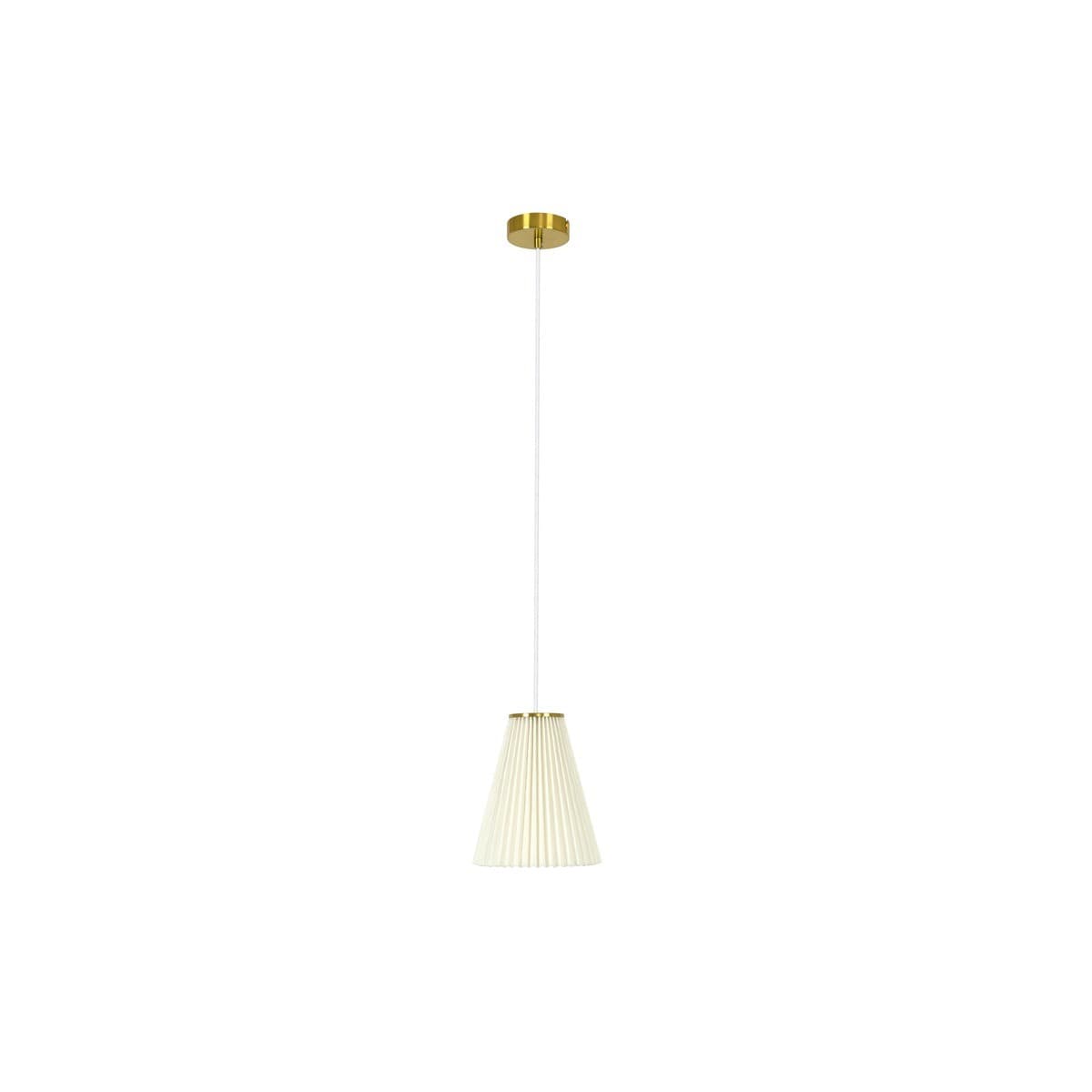 Amore 1 Light Small Pendant in Brass with Pleated White Linen Shade-img-1