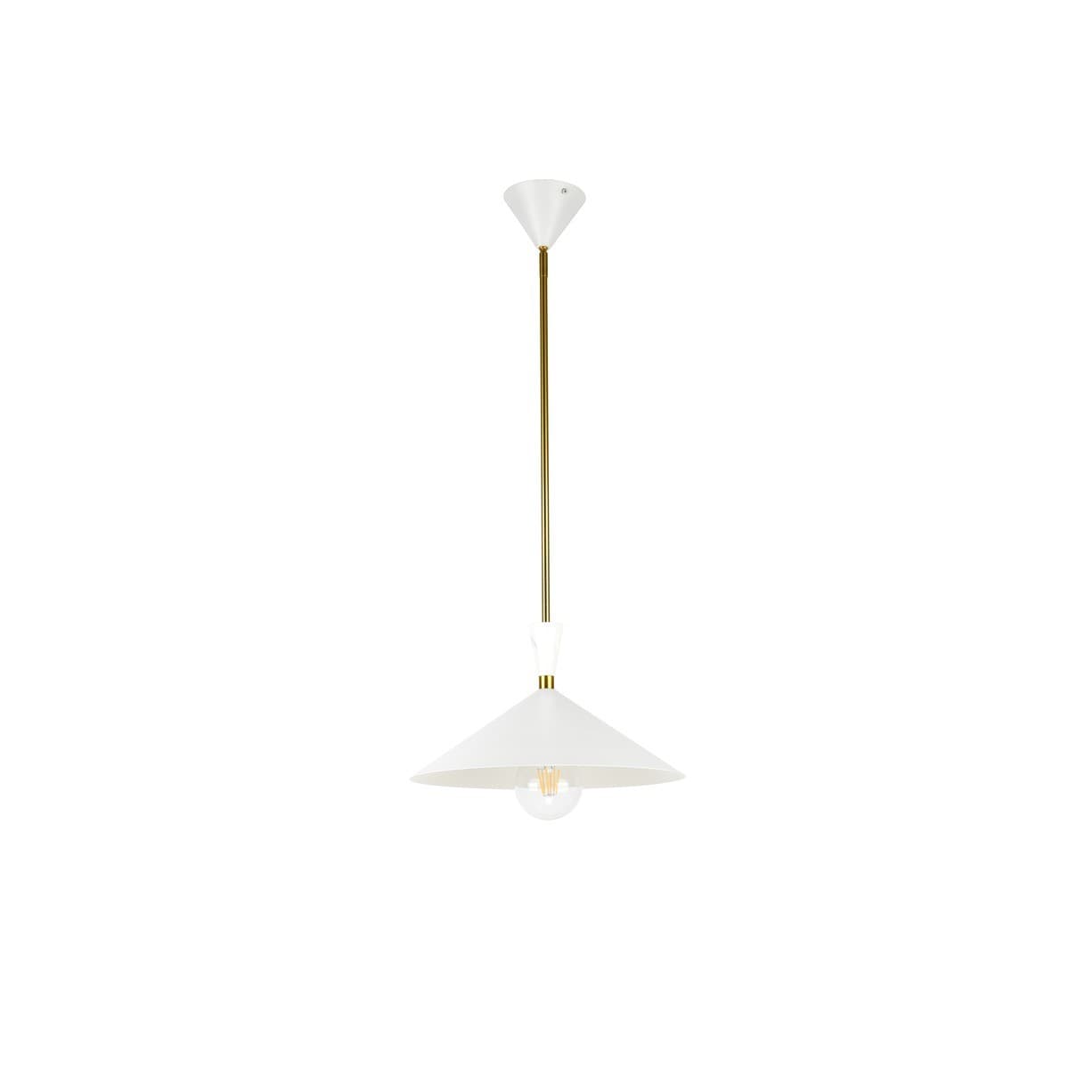 Campari 1 Light Pendant in White with White Marble and Brass Details-img-1
