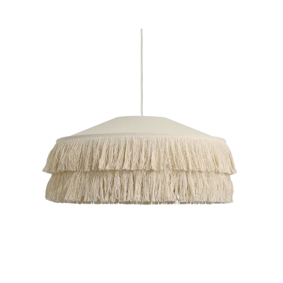 Soleado Flare Shade Only in Bleached Hessian with Cotton Fringe-img-1