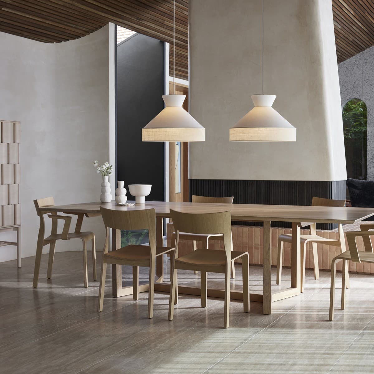 Calido Flare Shade Only in White Linen with Bleached Hessian-img-2