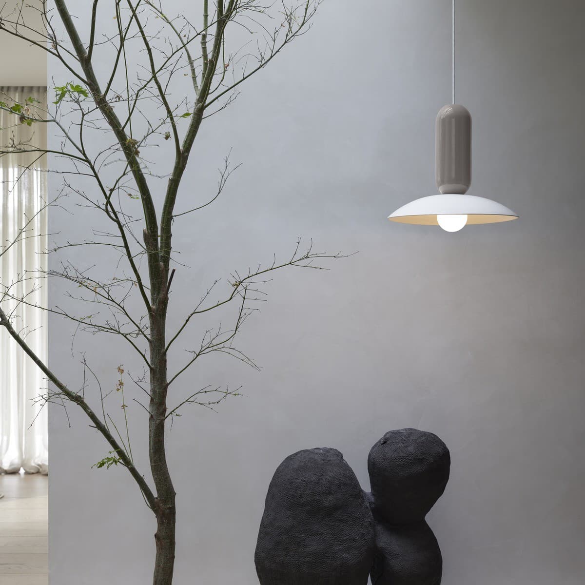 Pau 1 Light Pendant in Sand Grey/Cream-img-2
