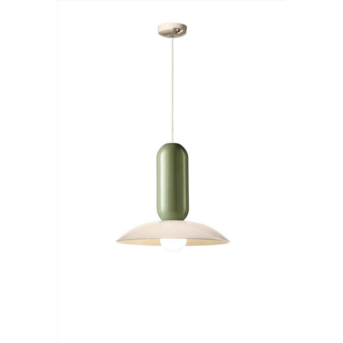 Pau 1 Light Pendant in Sage Green/Cream