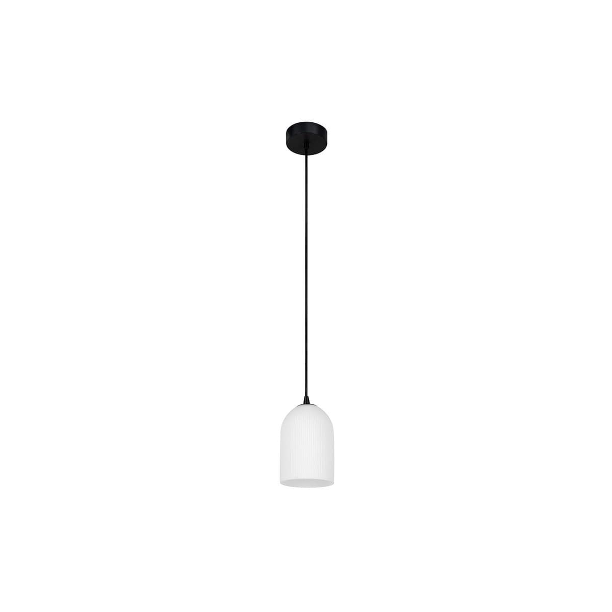 Camilla 1 Light Pendant in Black with Ribbed Opal Glass-img-1