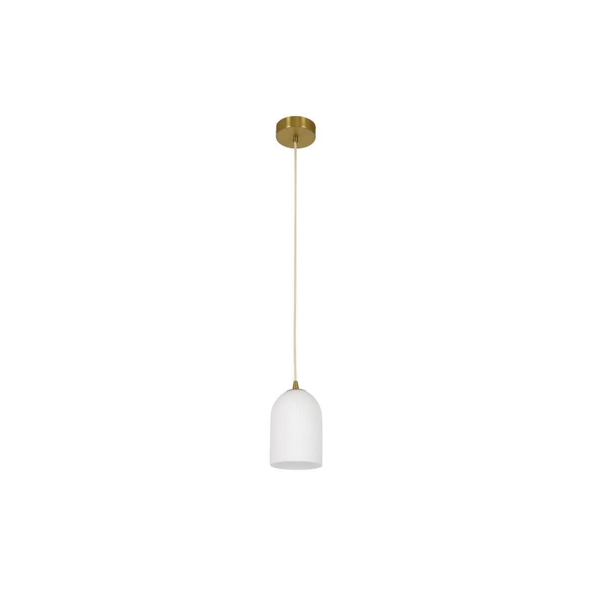 Camilla 1 Light Pendant in Brass with Ribbed Opal Glass-img-1