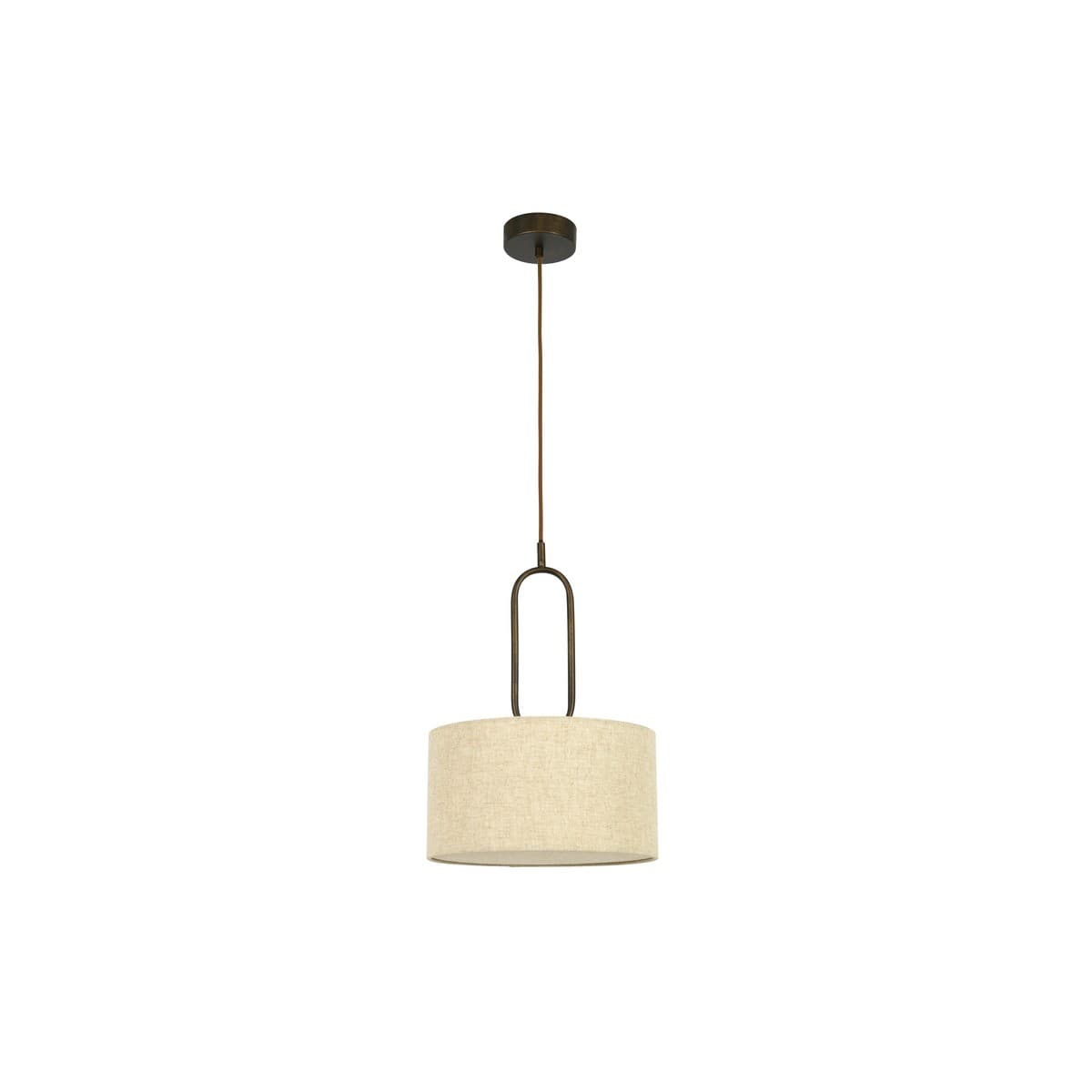 Florence 1 Light Pendant in Bronze with Natural Linen