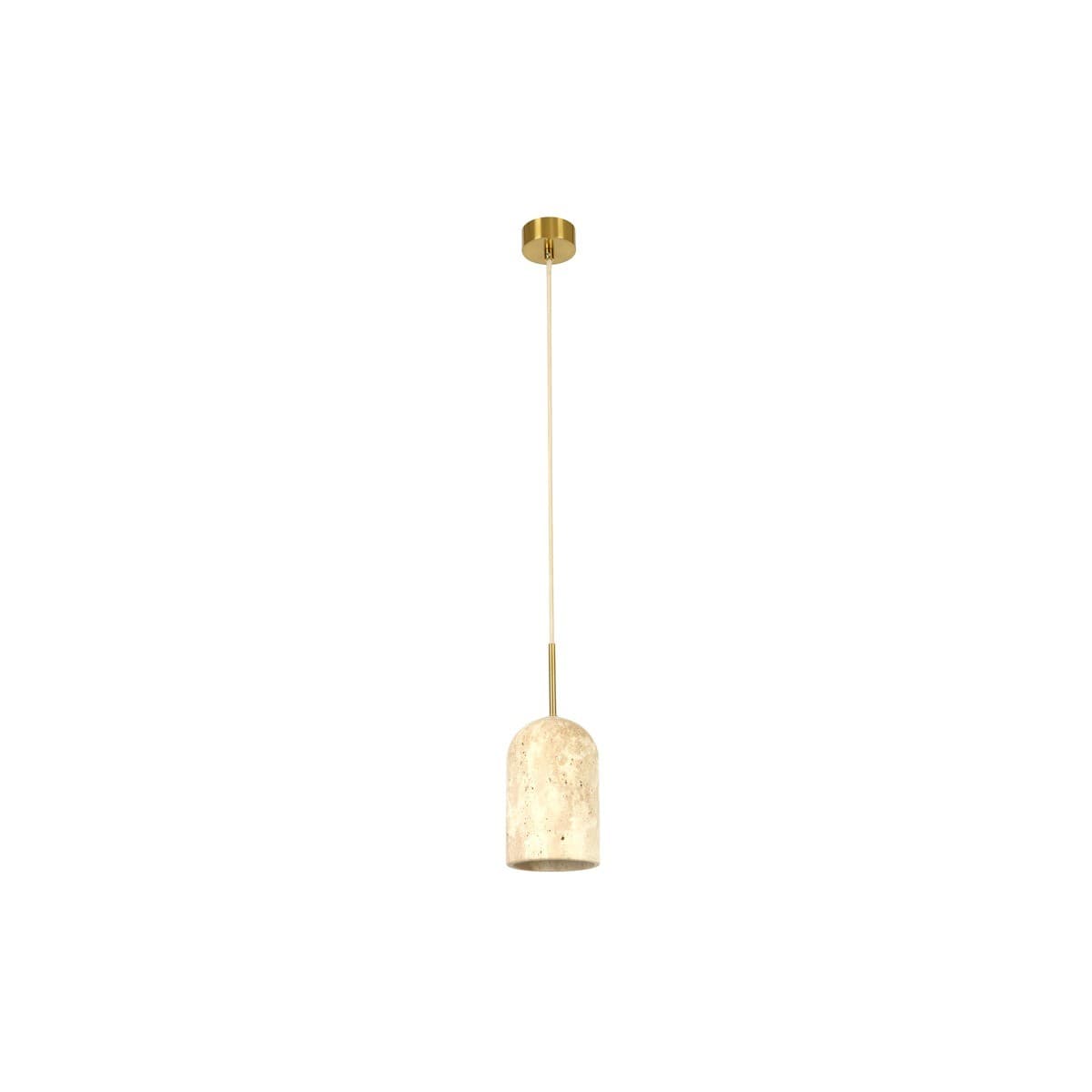 Made by Mayfair Rhodes 1 Light Small Pendant in Natural Travertine with Aged Brass Details-img-2