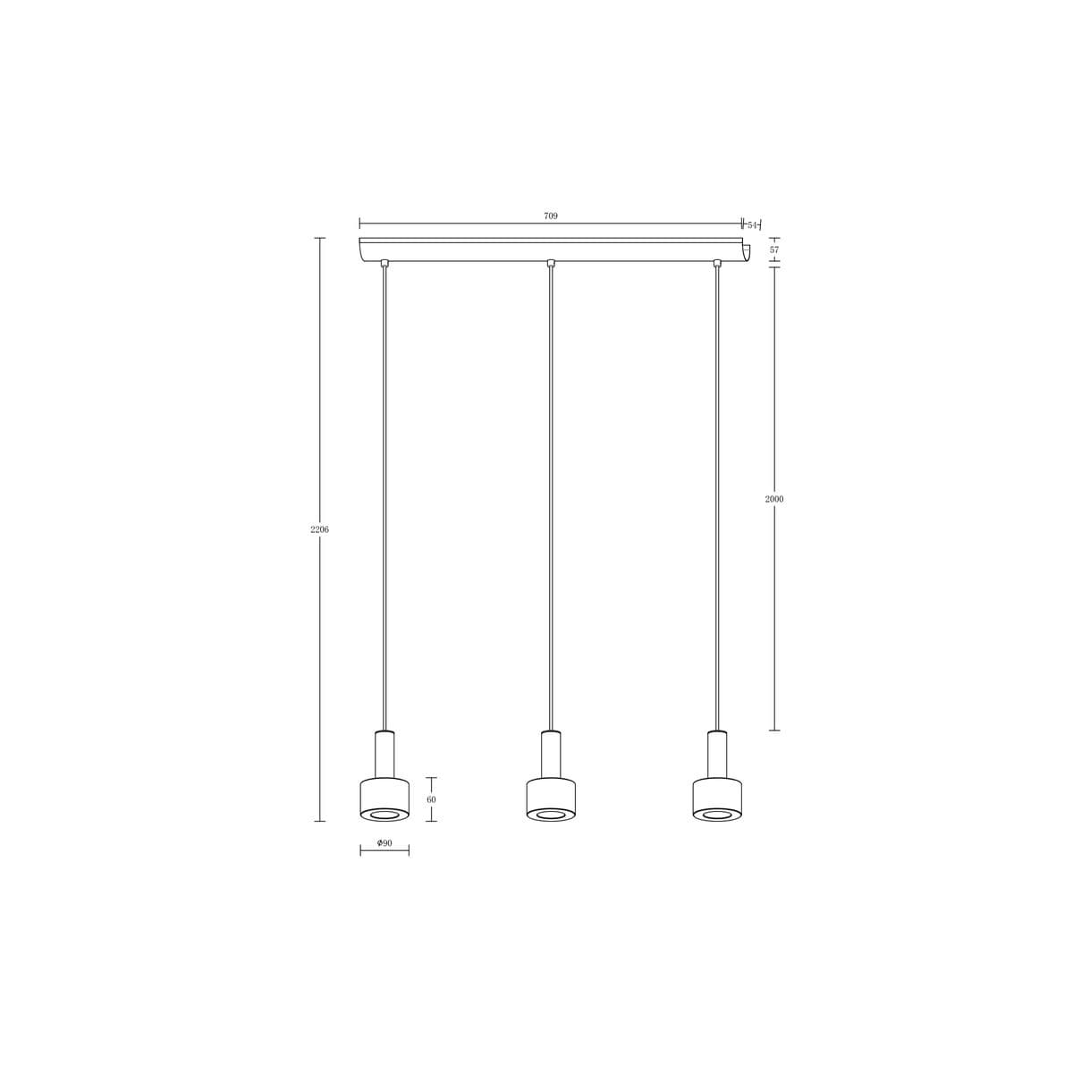 Pharos 3 Light LED Pendant in Brushed Chrome with Clear Glass-img-2