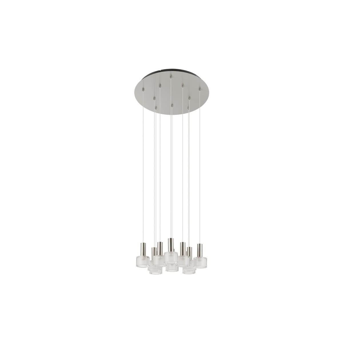 Pharos 10 Light LED Pendant in Brushed Chrome with Clear Glass-img-1