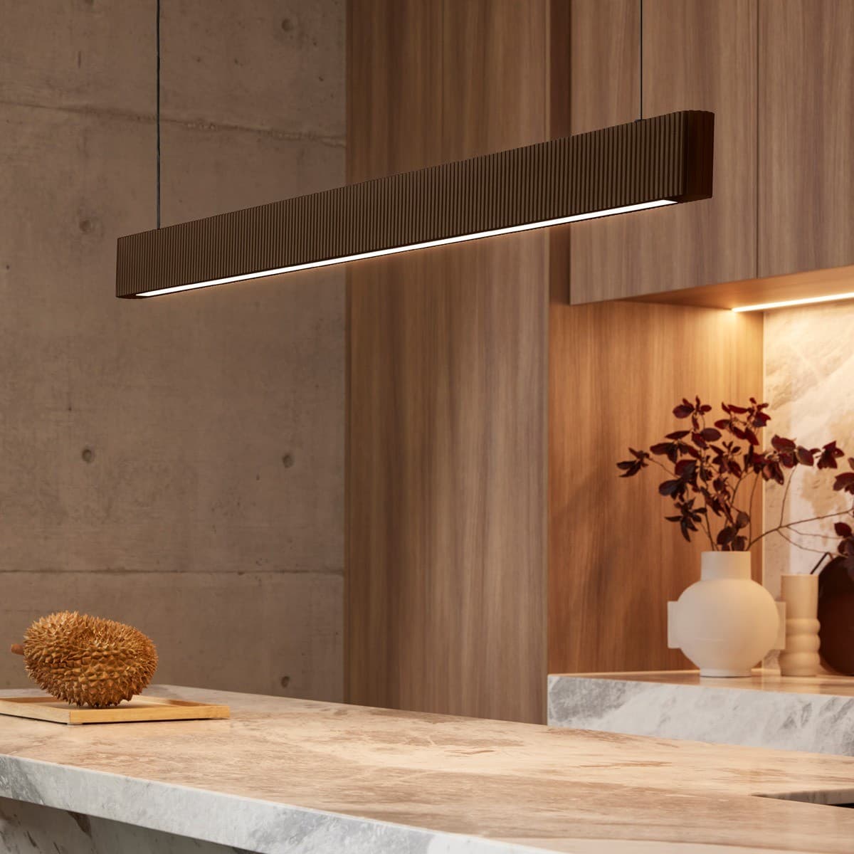 Cedar 1.5m LED Colour-Shifting Pendant in Ribbed Walnut-img-2