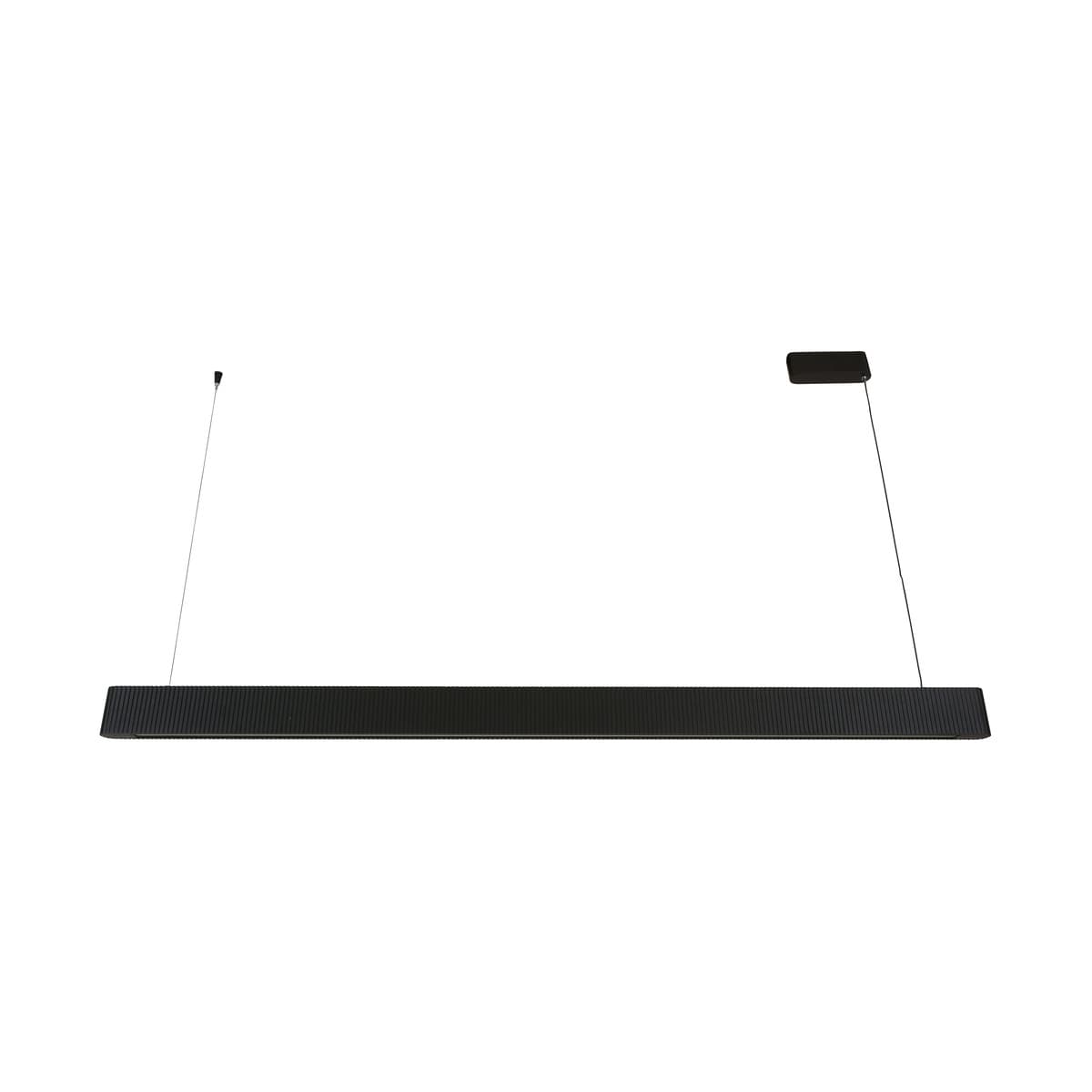 Cedar 1.8m LED Pendant with Extended Suspension in Ribbed Black Wood-img-1