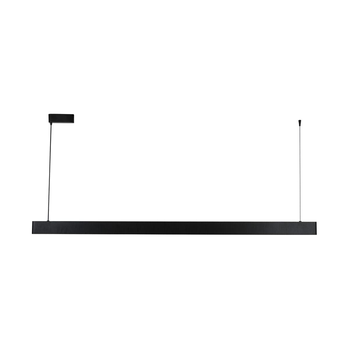 Cedar 2.2m LED Pendant with Extended Suspension in Ribbed Black Wood-img-1