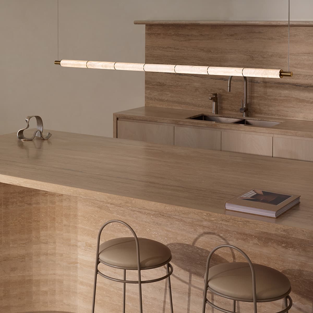 Made by Mayfair Cadence 1.6m LED Colour Switching Pendant in Aged Brass with Spanish Alabaster-img-6