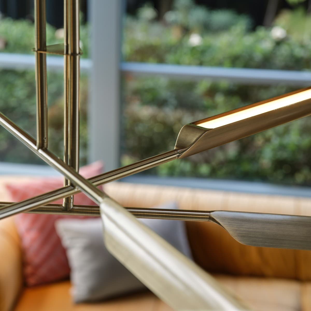 Coates 6 Light LED Colour Switching Flare Pendant in Antique Brass-img-5