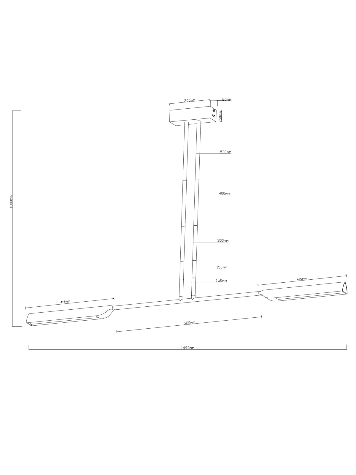 Coates 2 Light LED Colour Switching Linear Pendant in Polished Chrome-img-5