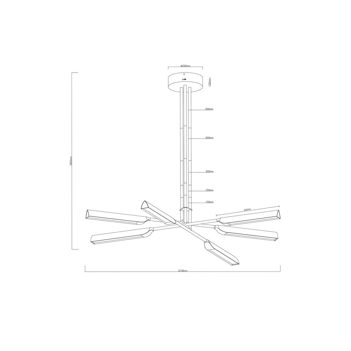 Coates 6 Light LED Colour Switching Flare Pendant in Polished Chrome