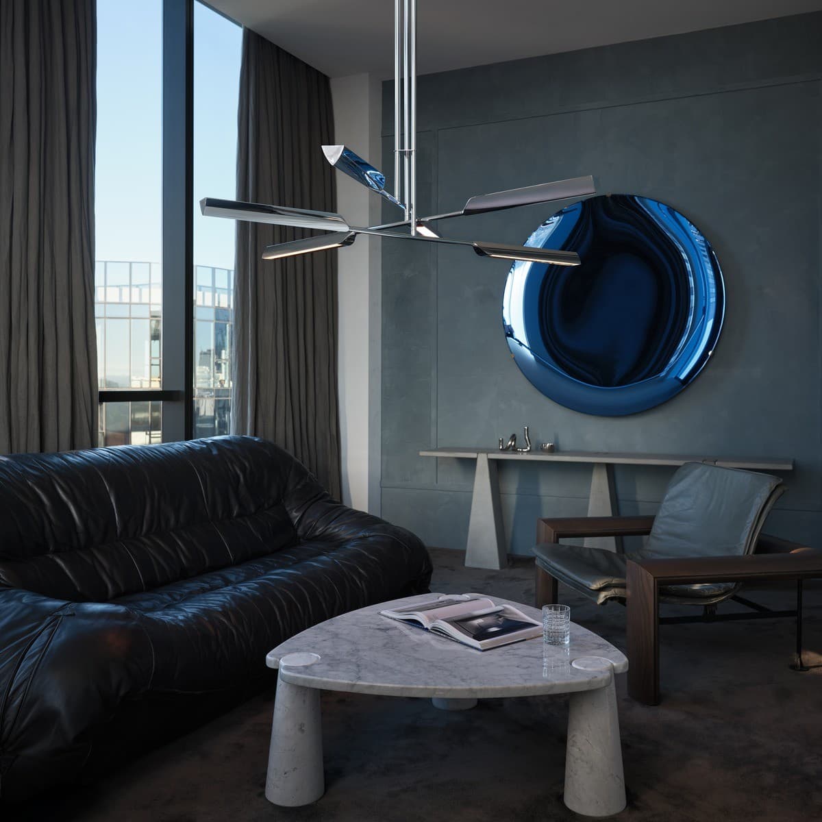 Coates 6 Light LED Colour Switching Flare Pendant in Polished Chrome
