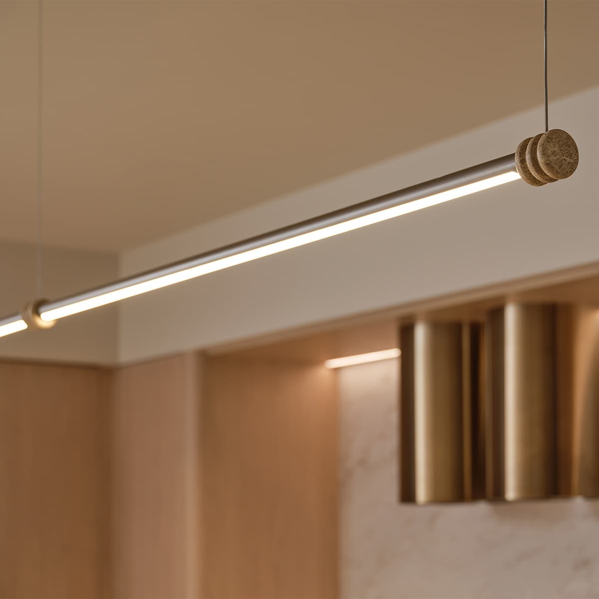 Repeat 1.5m LED Pendant in Brushed Nickel with Latte Marble-img-4
