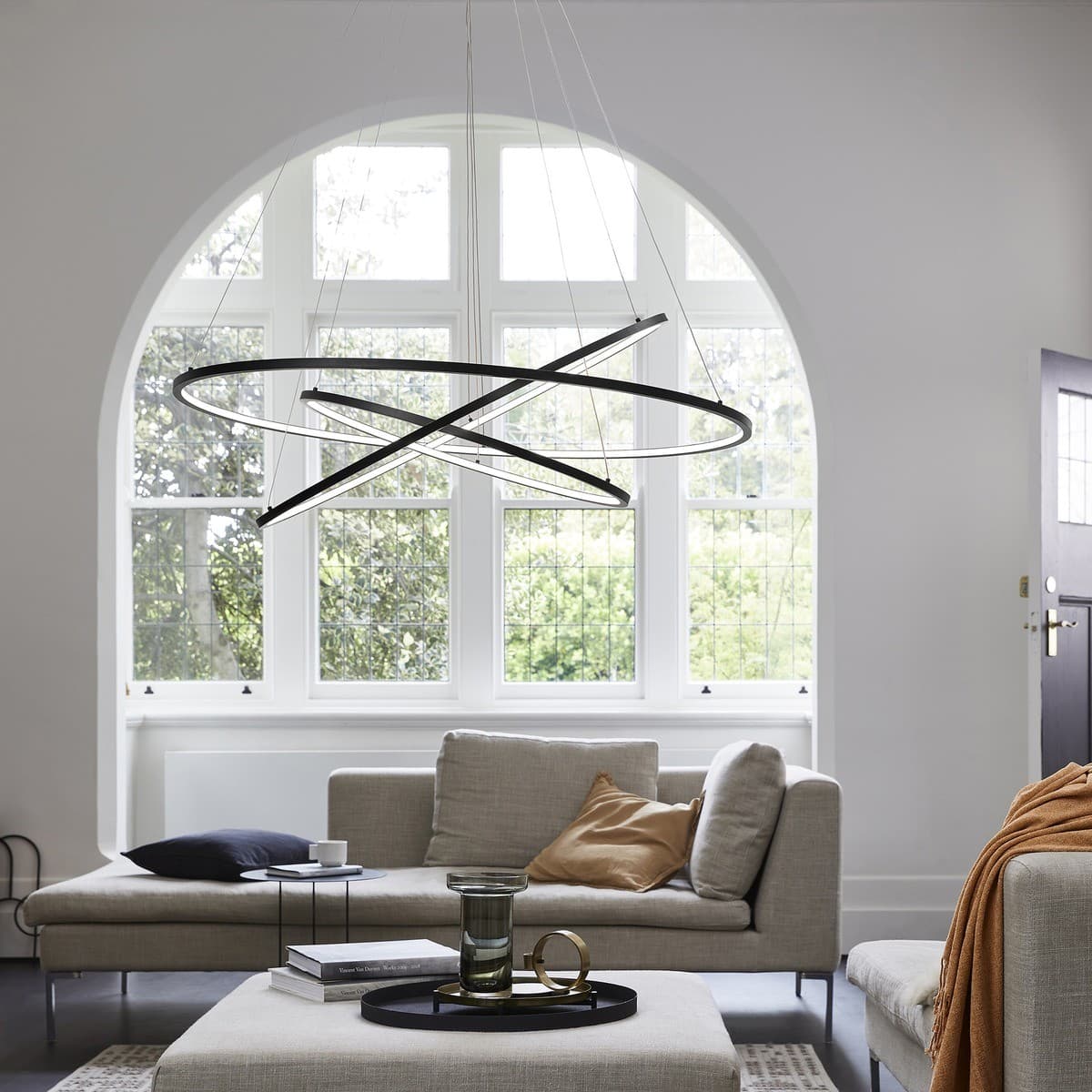 Multiply 3 Light LED Ring Pendant in Black-img-3