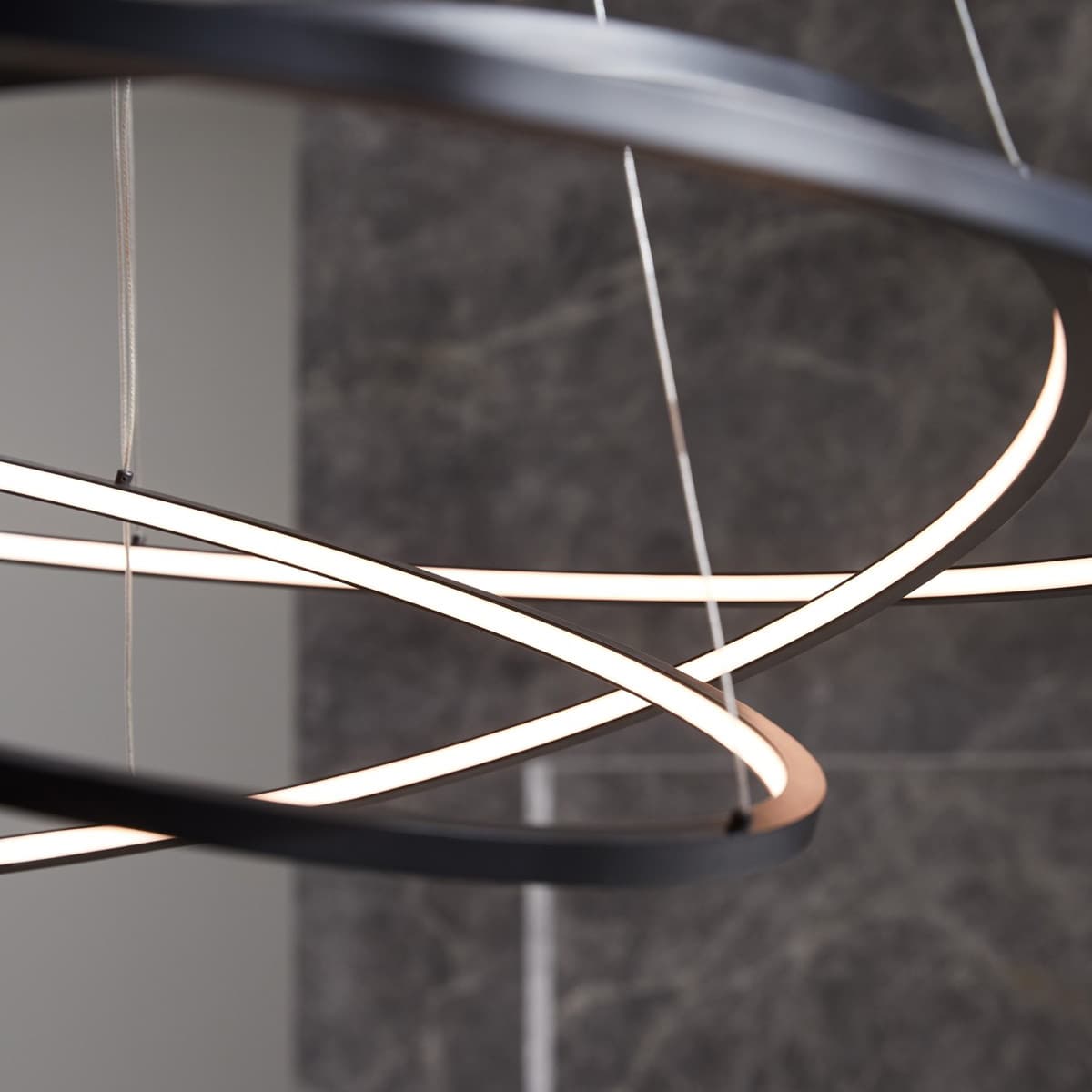 Multiply 3 Light LED Ring Pendant in Black-img-4