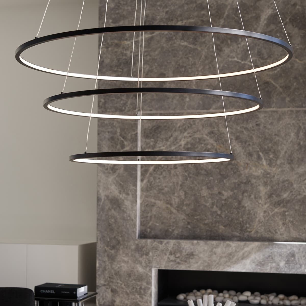 Multiply 3 Light LED Ring Pendant in Black-img-5
