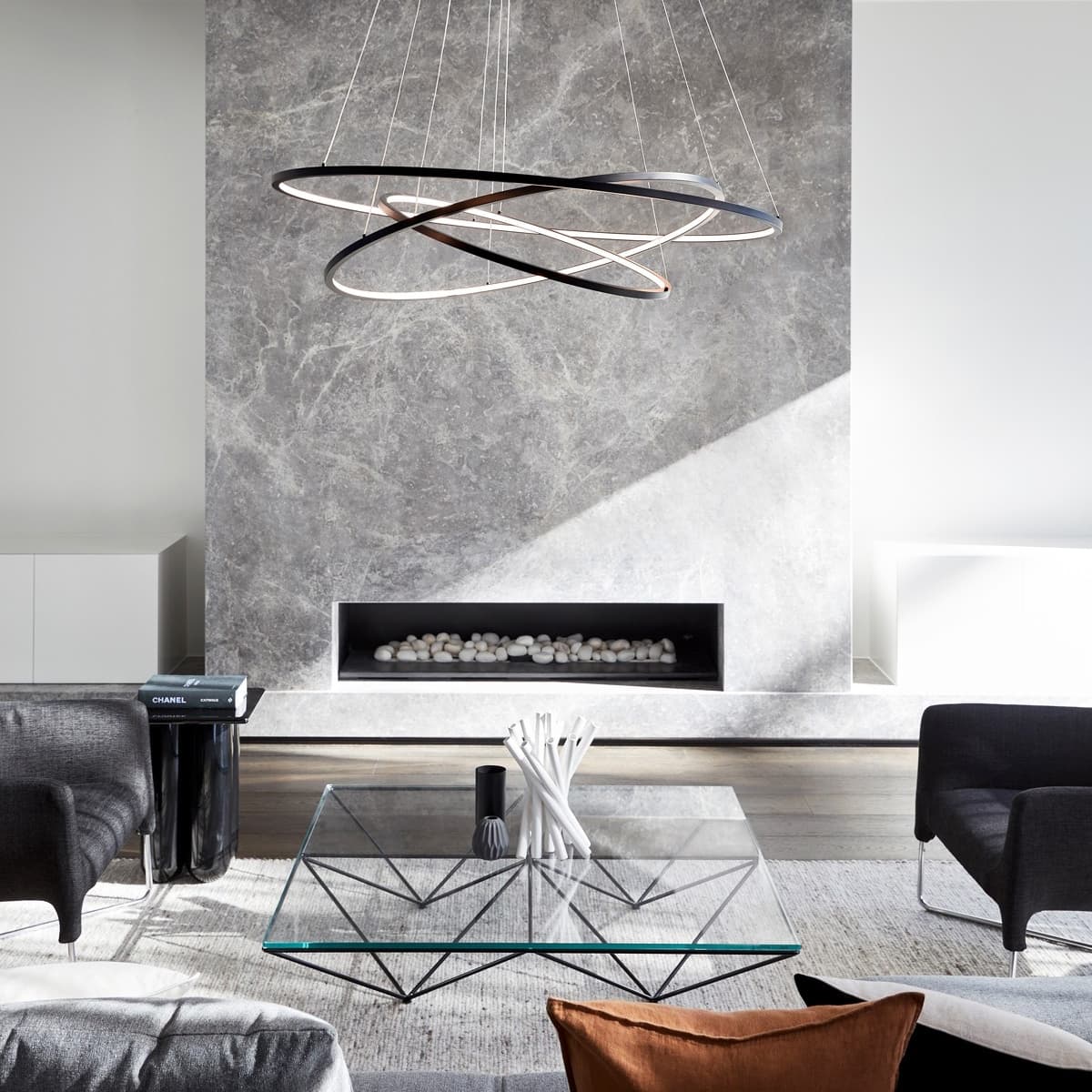 Multiply 3 Light LED Ring Pendant in Black-img-6