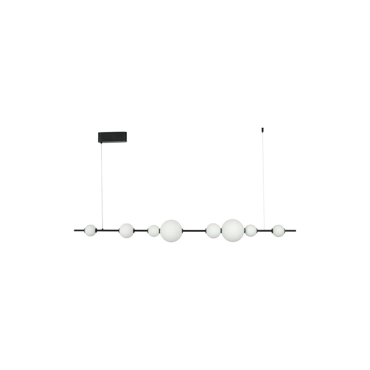 Abacus 8 Light LED Colour-Shifting Linear Pendant in Black with Frosted Opal Glass-img-1