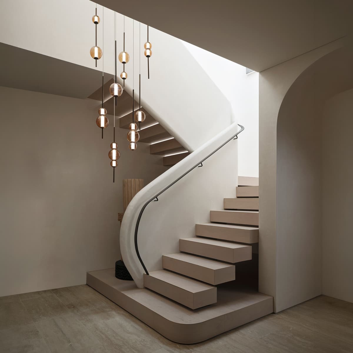 Abacus 16 Light LED Colour-Shifting Multi Drop Pendant in Bronze with Sepia Glass-img-5