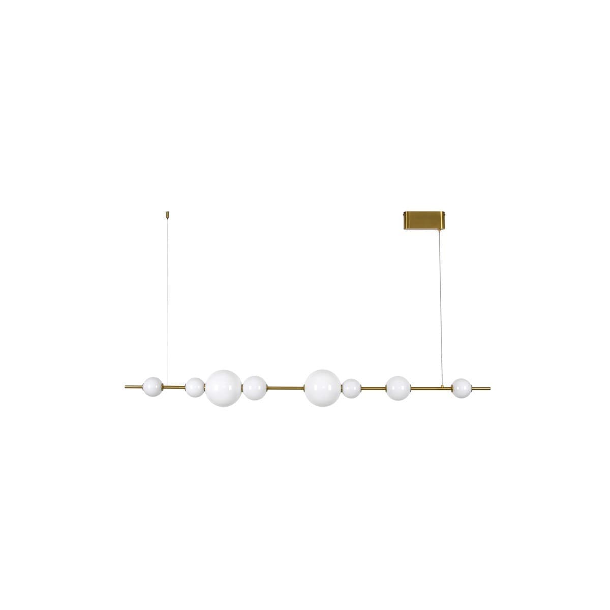 Abacus 8 Light LED Colour-Shifting Linear Pendant in Aged Brass with Gloss Opal Glass-img-1