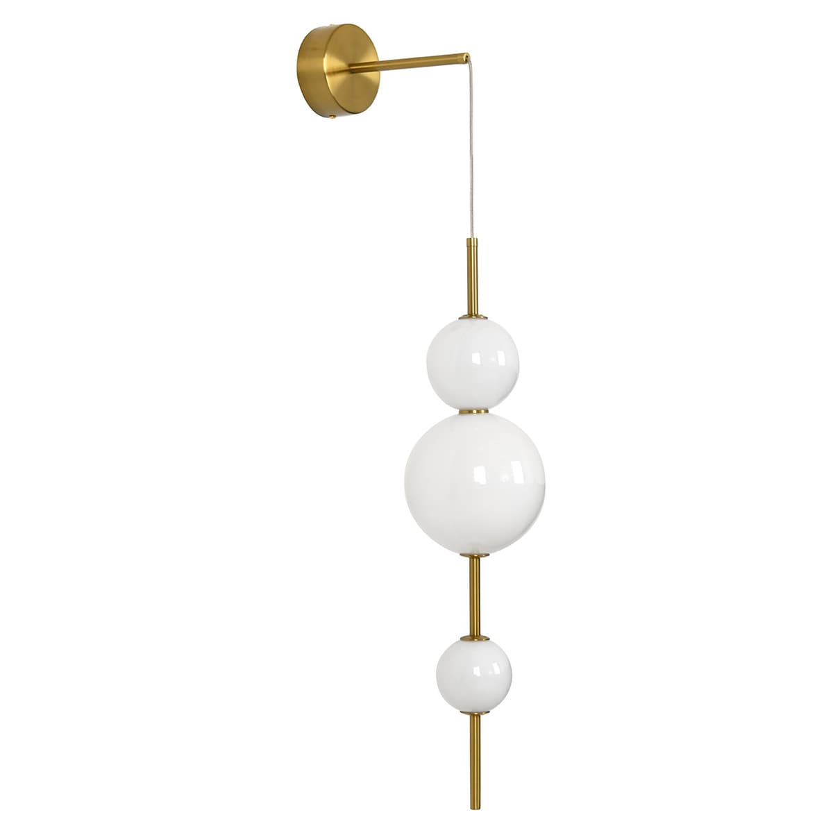 Abacus 3 Light LED Colour-Shifting Single Drop Convertible Pendant/Wall Light in Aged Brass with Gloss Opal Glass-img-2