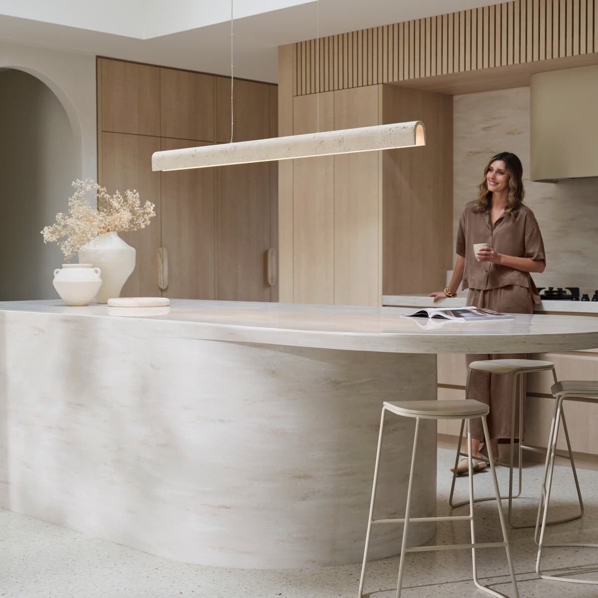 Bridge 1.5m LED Colour-Shifting Linear Pendant in Travertine-img-2