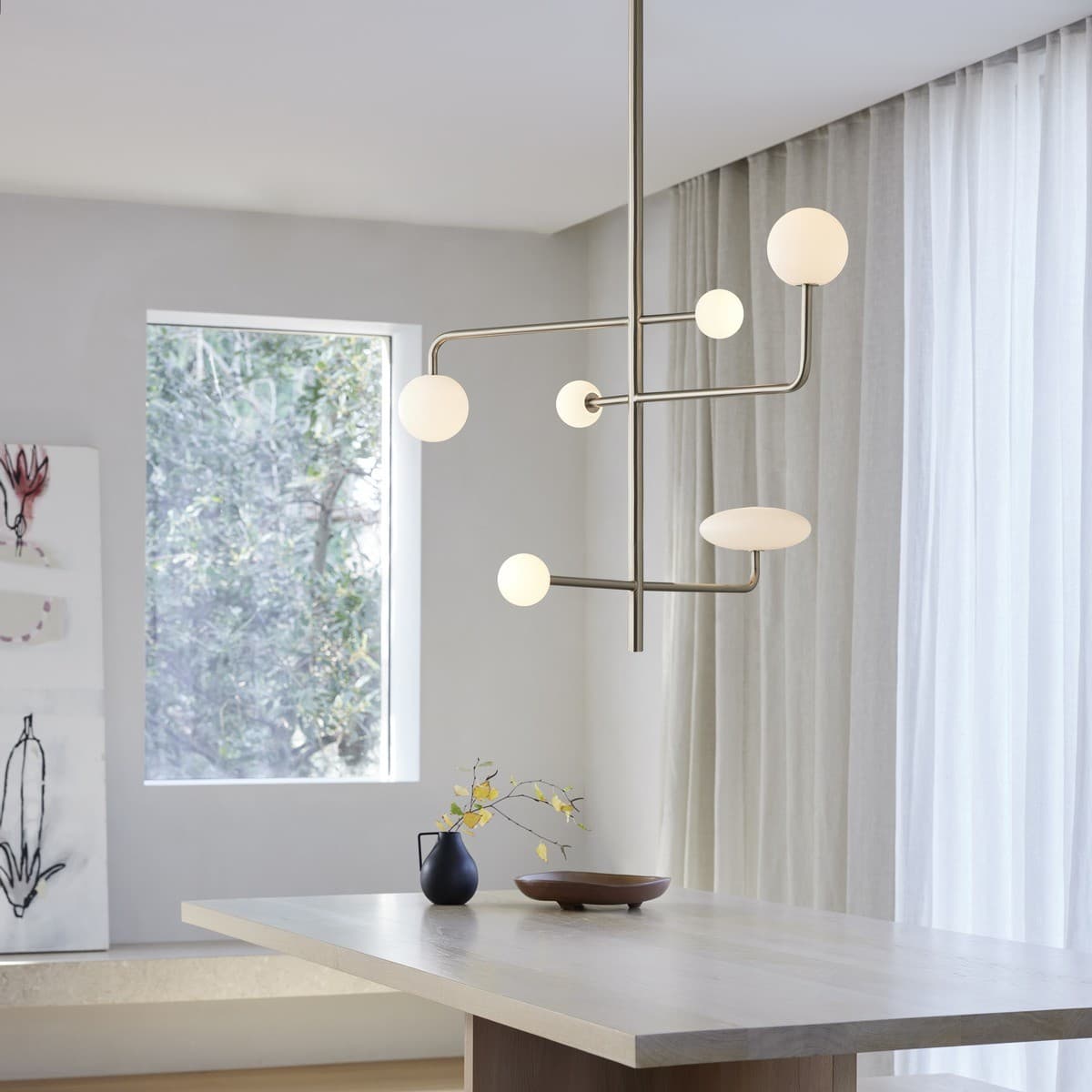 Orray 6 Light LED Colour-Shifting Drop Pendant Frame Only in Brushed Chrome-img-2