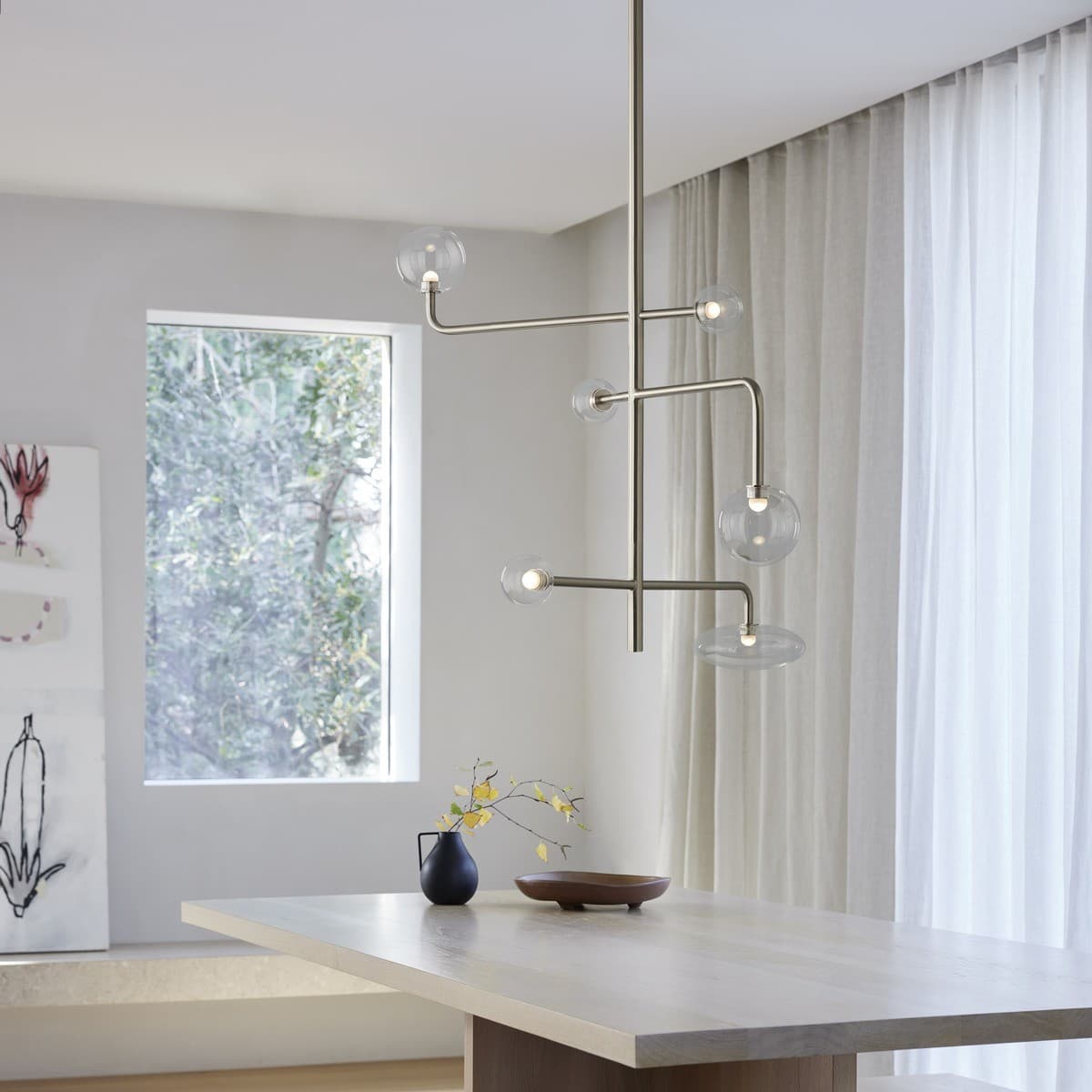 Orray 6 Light LED Colour-Shifting Drop Pendant Frame Only in Brushed Chrome-img-4