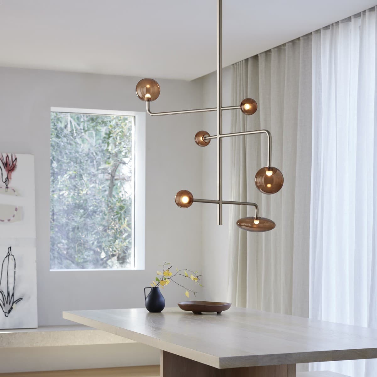 Orray 6 Light LED Colour-Shifting Drop Pendant Frame Only in Brushed Chrome-img-5