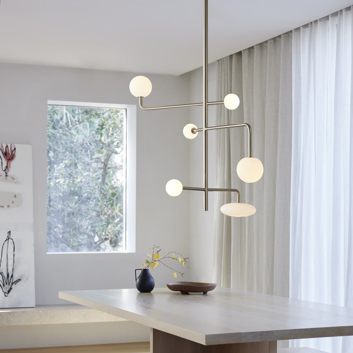 Orray 6 Light LED Colour-Shifting Drop Pendant Frame Only in Brushed Chrome-img-6
