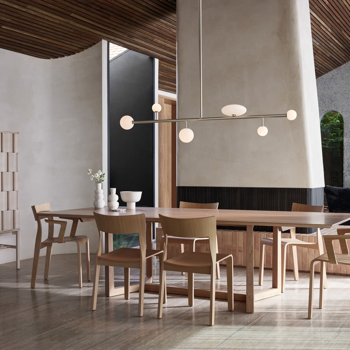 Orray 6 Light LED Colour-Shifting Linear Pendant Frame Only in Brushed Chrome-img-4