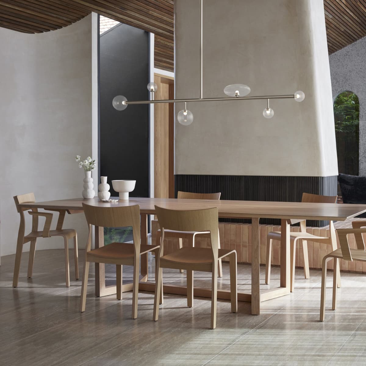 Orray 6 Light LED Colour-Shifting Linear Pendant Frame Only in Brushed Chrome-img-7