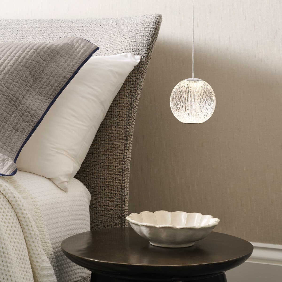 Callea 1 Light LED Pendant in Chrome with Clear Crystal-Look Acrylic