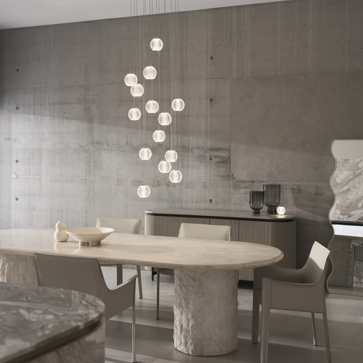 Callea 14 Light LED Drop Pendant in Chrome with Clear Crystal-Look Acrylic-img-2