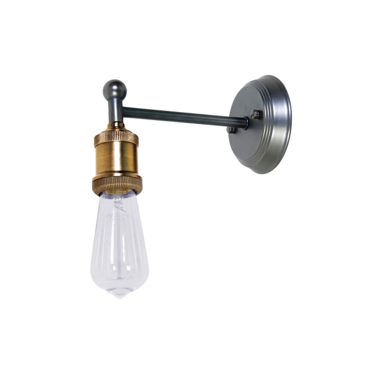 Manor 1 Light Wall Bracket Frame in Aged Steel with Antique Brass-img-1