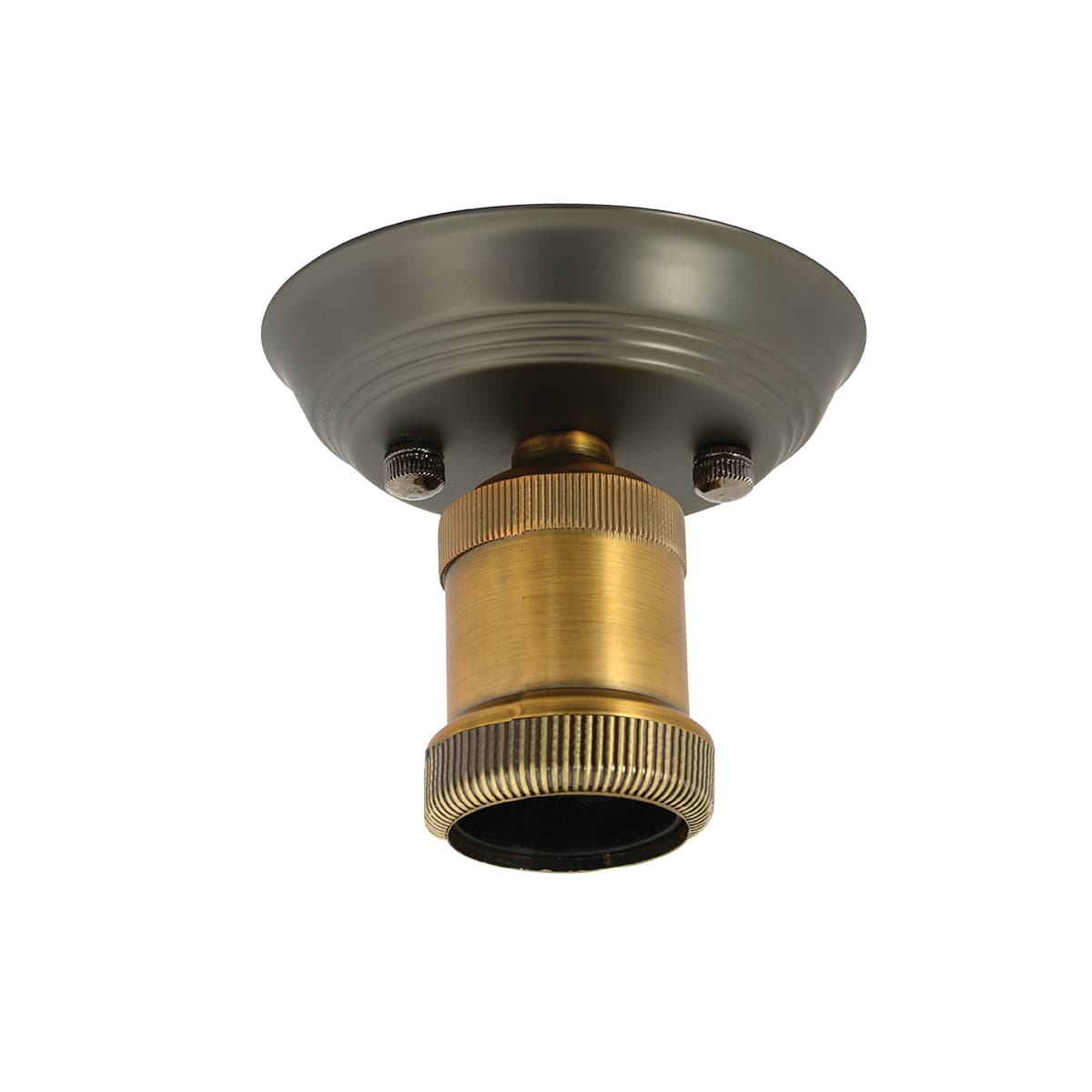 Manor 1 Light Close-To-Ceiling fitting in Aged Steel with Antique Brass-img-1
