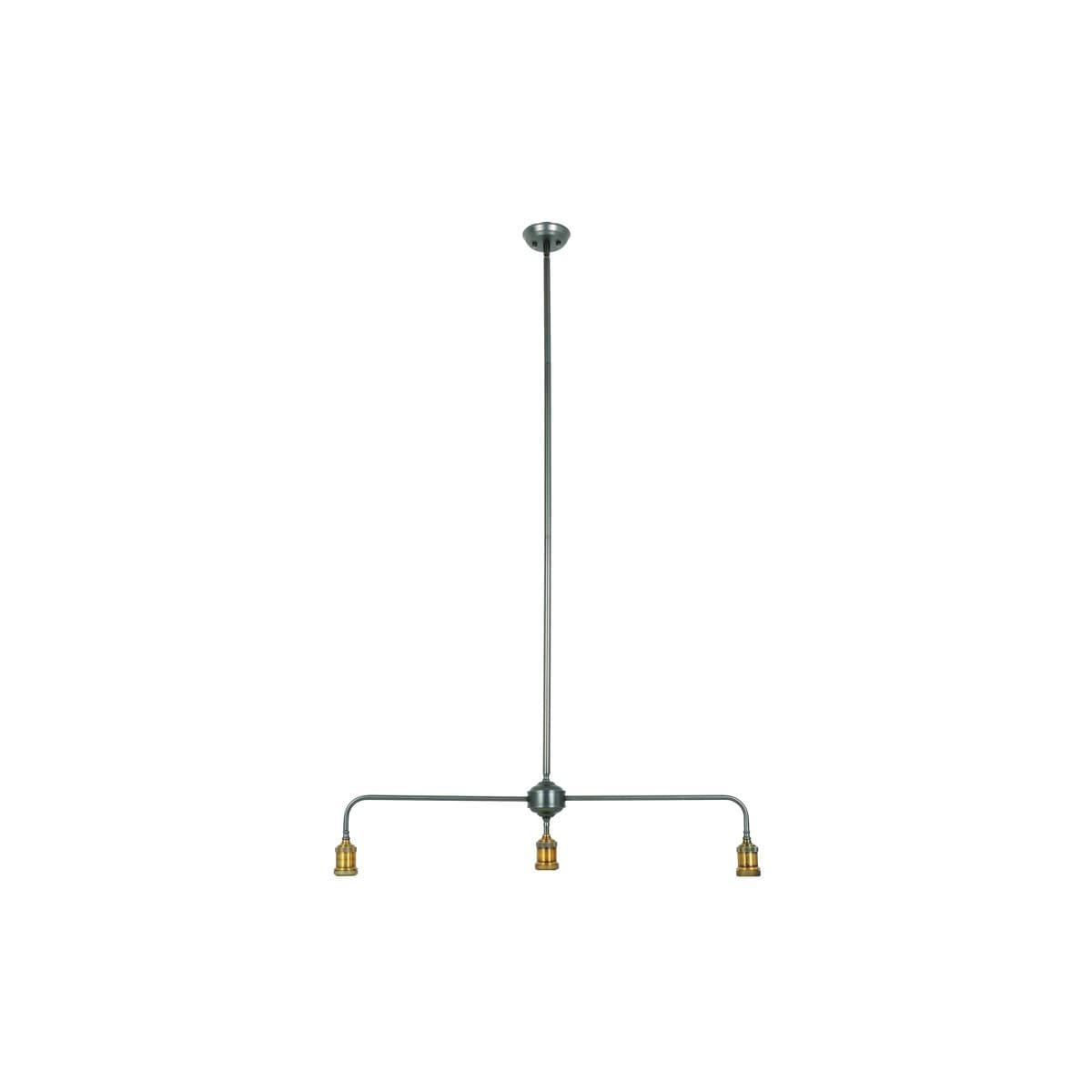 Manor 3 Light Bar Pendant Frame in Aged Steel with Antique Brass