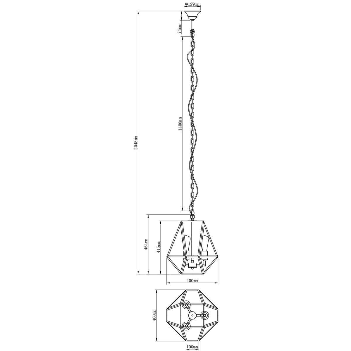 Vaille 3 Light Pendant in Chrome-img-2